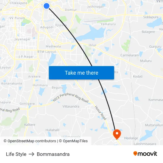Life Style to Bommasandra map