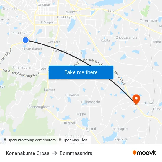 Konanakunte Cross to Bommasandra map