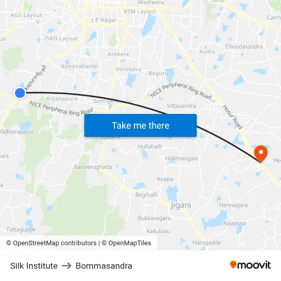 Silk Institute to Bommasandra map