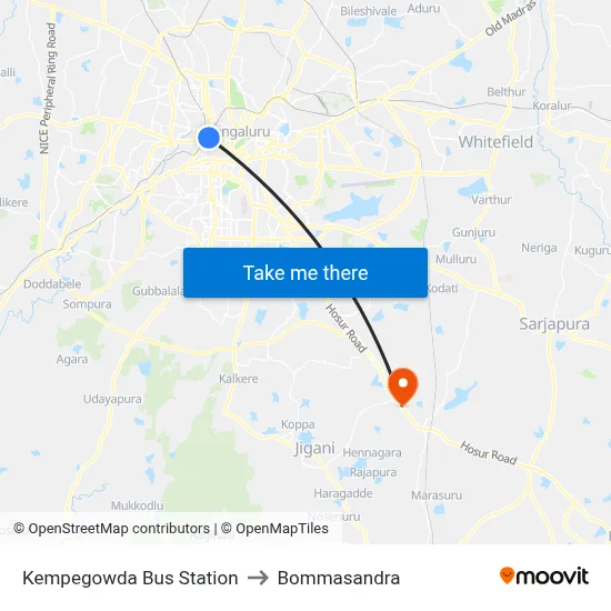 Kempegowda Bus Station to Bommasandra map