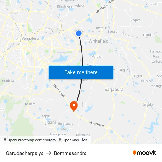 Garudacharpalya to Bommasandra map