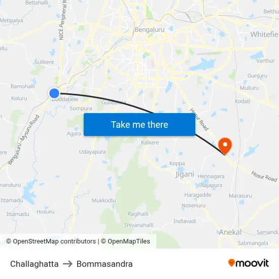 Challaghatta to Bommasandra map