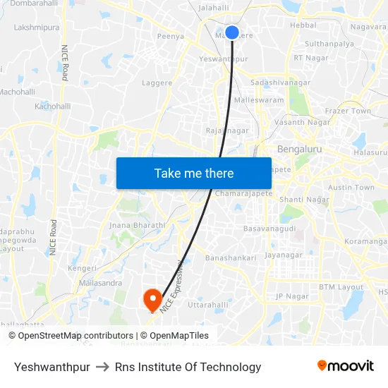 Yeshwanthpur to Rns Institute Of Technology map