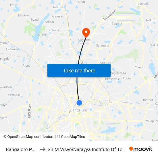 Bangalore Palace to Sir M Visvesvarayya Institute Of Technology map