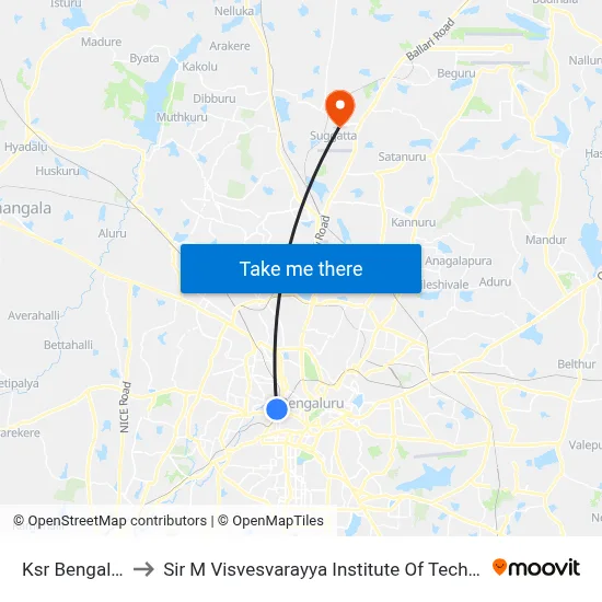 Ksr Bengaluru to Sir M Visvesvarayya Institute Of Technology map