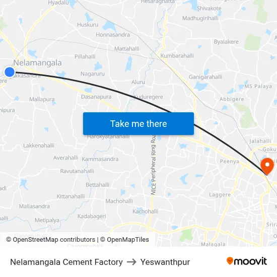 Nelamangala Cement Factory to Yeswanthpur map