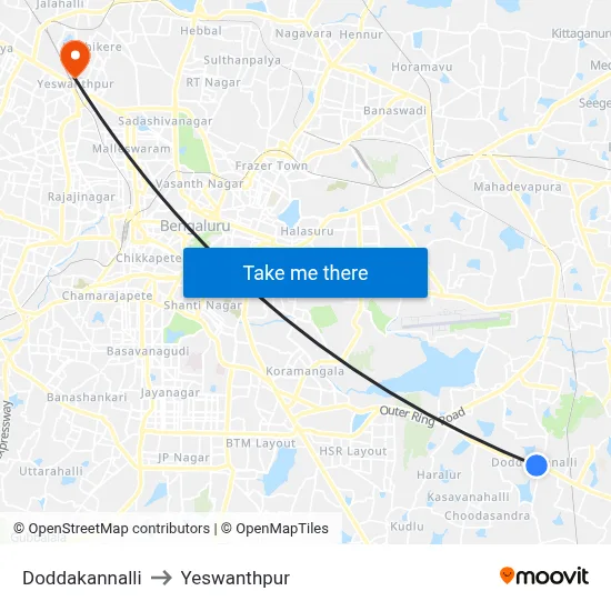 Doddakannalli to Yeswanthpur map
