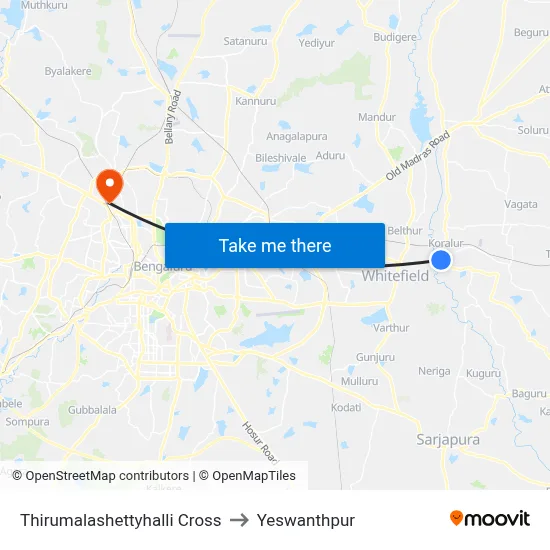 Thirumalashettyhalli Cross to Yeswanthpur map