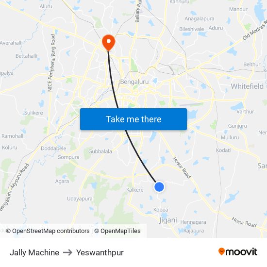 Jally Machine to Yeswanthpur map