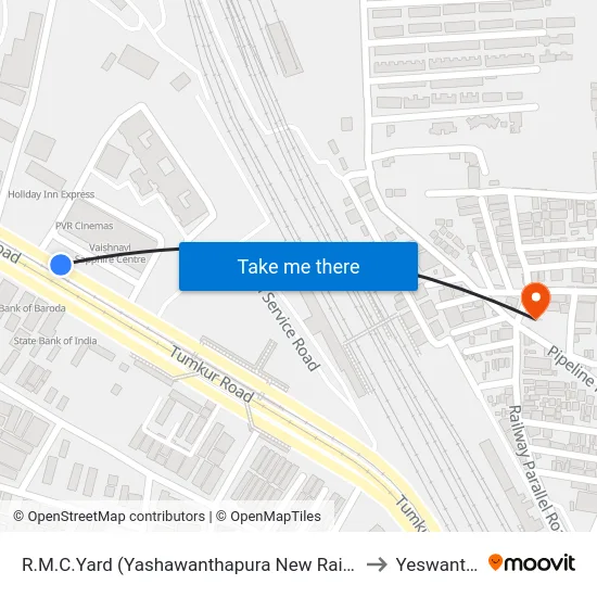 R.M.C.Yard (Yashawanthapura New Railway Station) to Yeswanthpur map