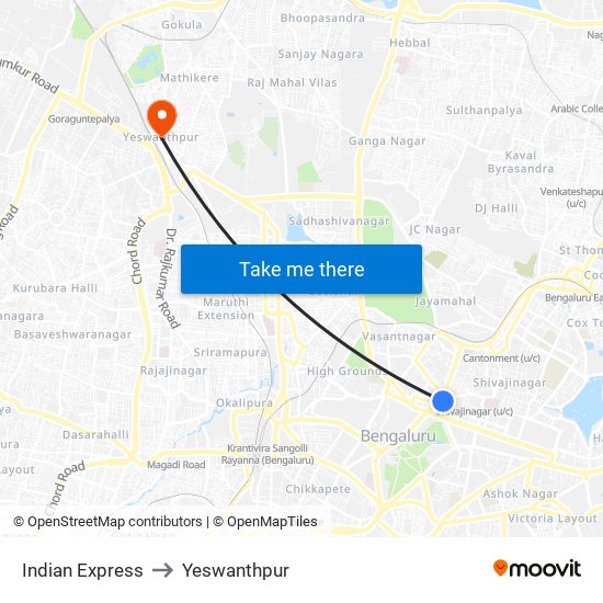 Indian Express to Yeswanthpur map