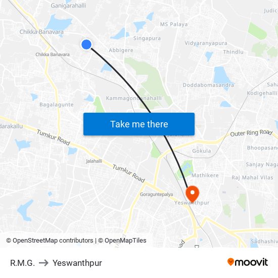 R.M.G. to Yeswanthpur map