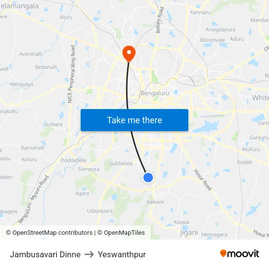 Jambusavari Dinne to Yeswanthpur map