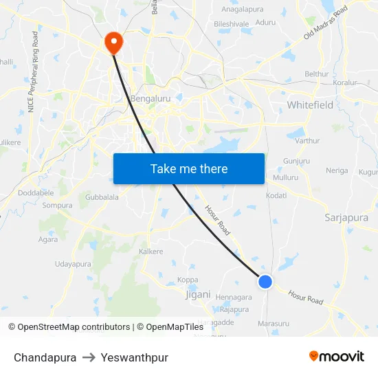 Chandapura to Yeswanthpur map