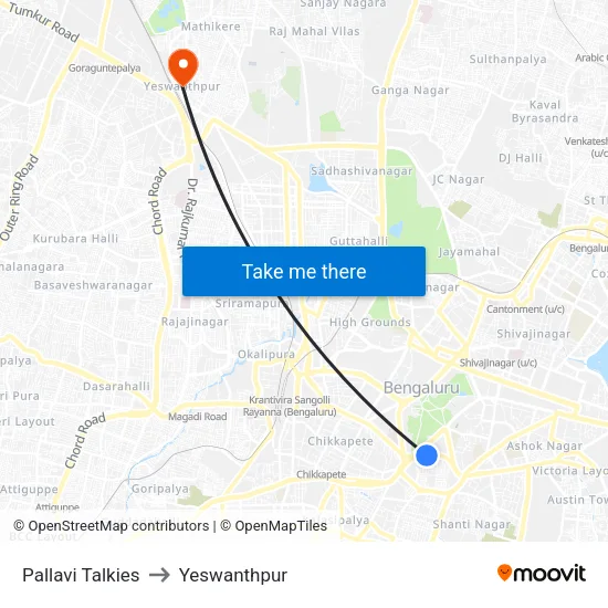 Pallavi Talkies to Yeswanthpur map