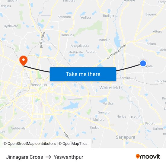 Jinnagara Cross to Yeswanthpur map