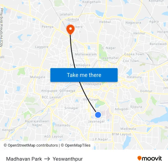 Madhavan Park to Yeswanthpur map