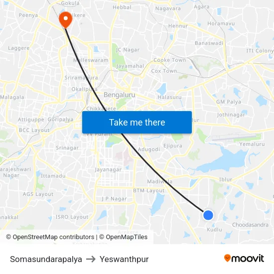 Somasundarapalya to Yeswanthpur map