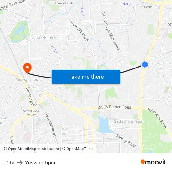 Cbi to Yeswanthpur map