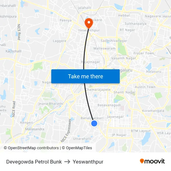Devegowda Petrol Bunk to Yeswanthpur map