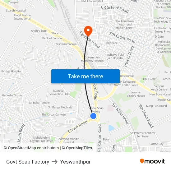 Govt Soap Factory to Yeswanthpur map