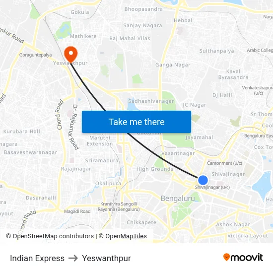Indian Express to Yeswanthpur map