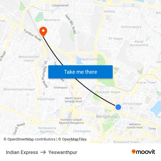 Indian Express to Yeswanthpur map