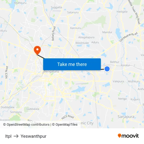Itpl to Yeswanthpur map