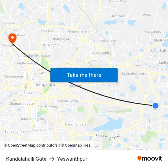 Kundalahalli Gate to Yeswanthpur map