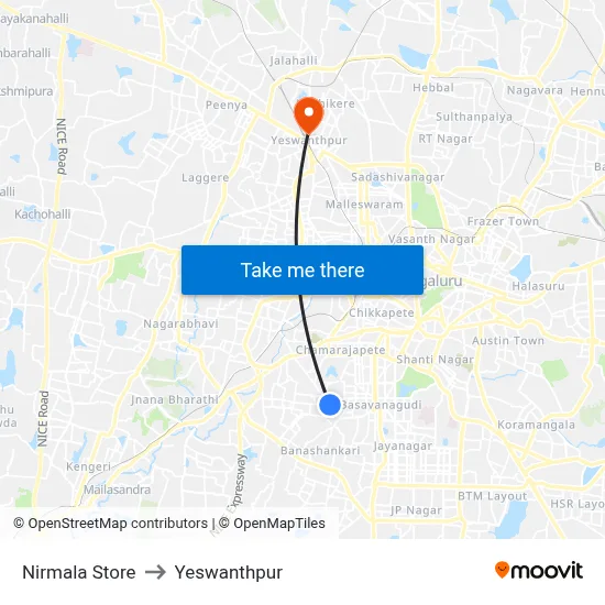 Nirmala Store to Yeswanthpur map