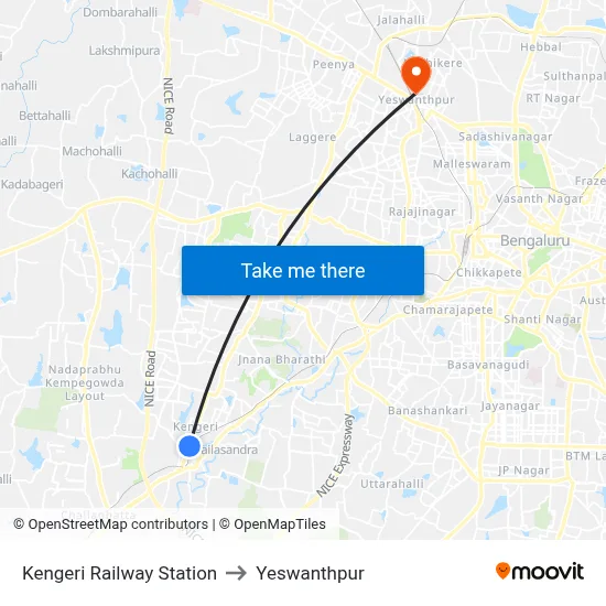 Kengeri Railway Station to Yeswanthpur map