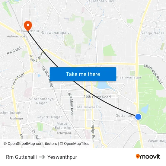 Rm Guttahalli to Yeswanthpur map