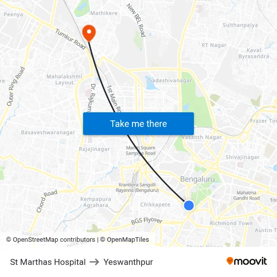 St Marthas Hospital to Yeswanthpur map