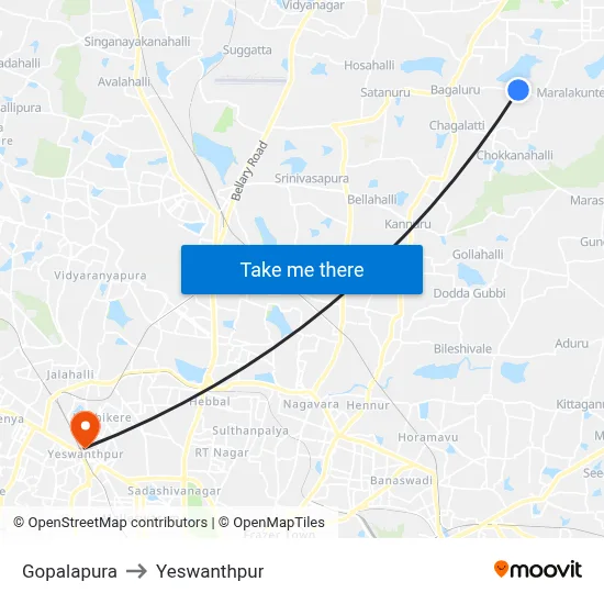 Gopalapura to Yeswanthpur map