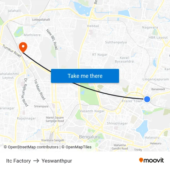 Itc Factory to Yeswanthpur map