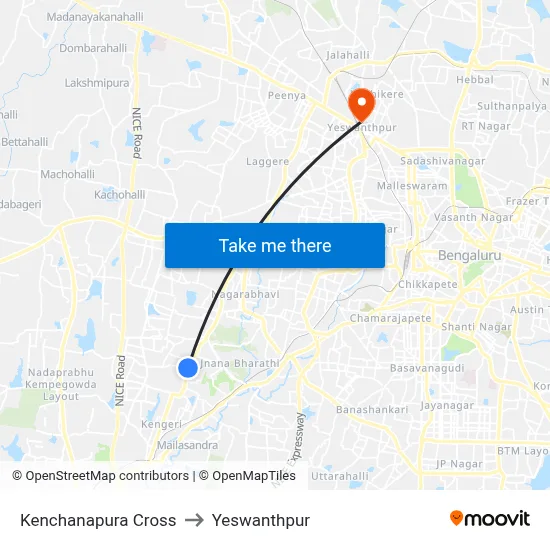 Kenchanapura Cross to Yeswanthpur map