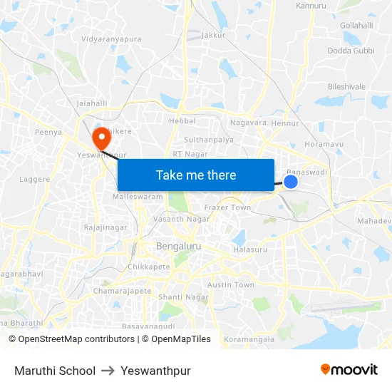 Maruthi School to Yeswanthpur map