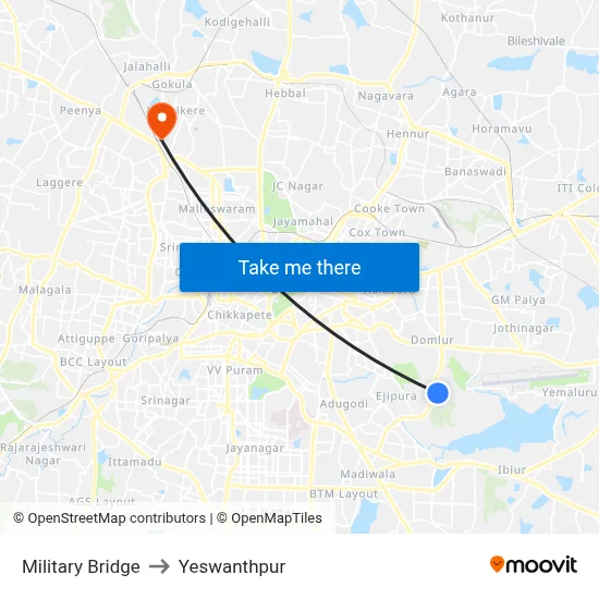 Military Bridge to Yeswanthpur map