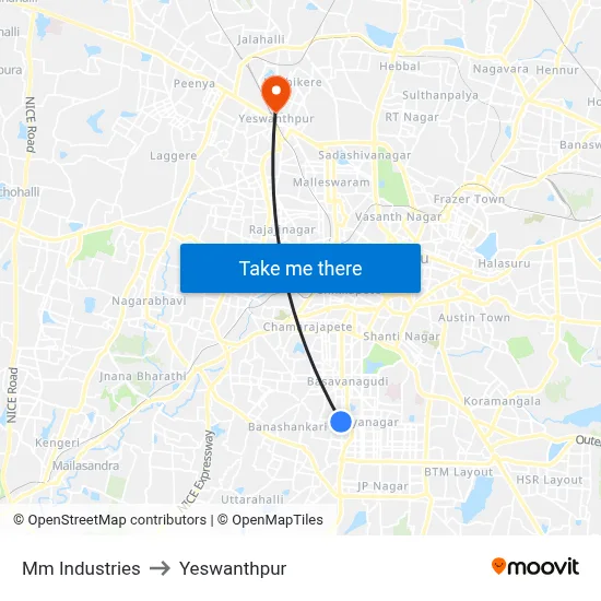 Mm Industries to Yeswanthpur map