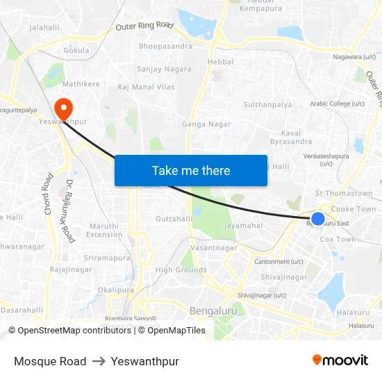 Mosque Road to Yeswanthpur map