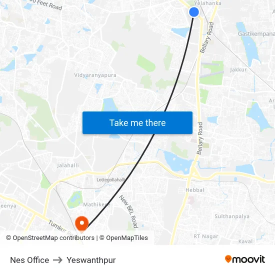 Nes Office to Yeswanthpur map