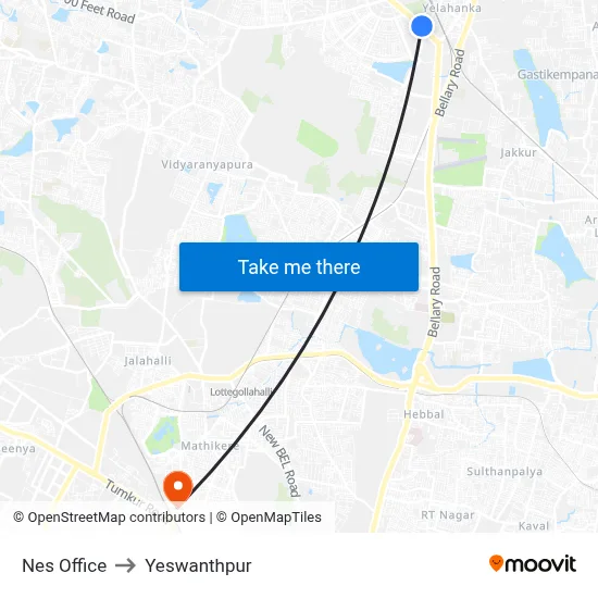 Nes Office to Yeswanthpur map