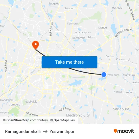 Ramagondanahalli to Yeswanthpur map