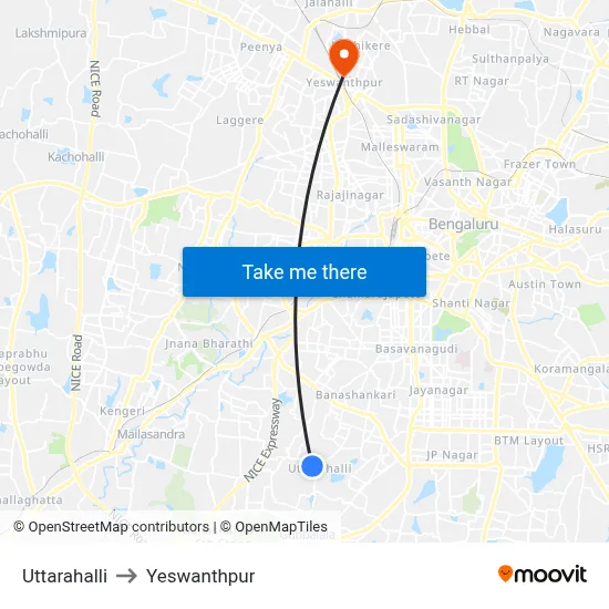 Uttarahalli to Yeswanthpur map
