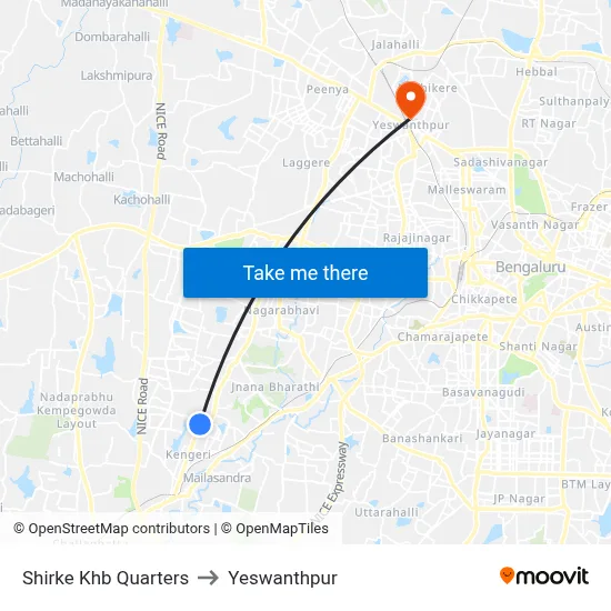 Shirke Khb Quarters to Yeswanthpur map