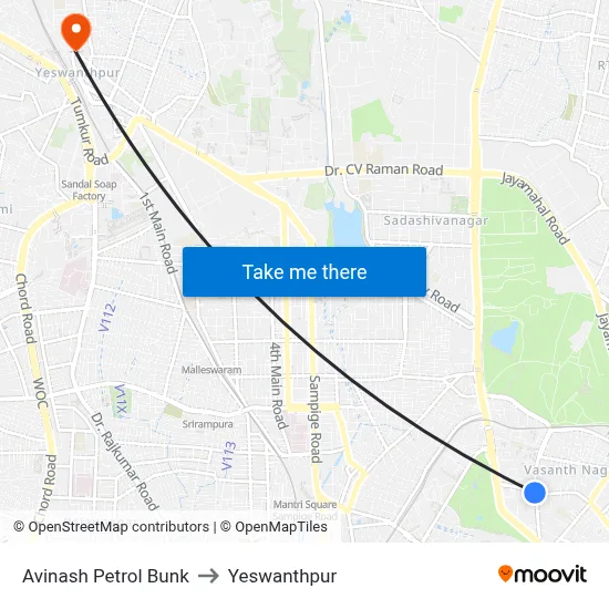 Avinash Petrol Bunk to Yeswanthpur map