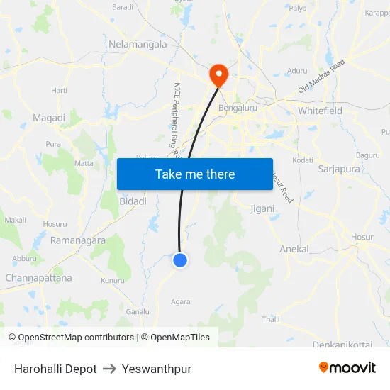 Harohalli Depot to Yeswanthpur map