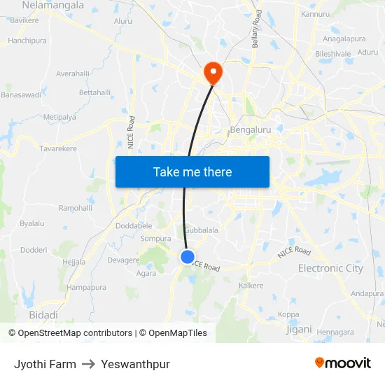 Jyothi Farm to Yeswanthpur map