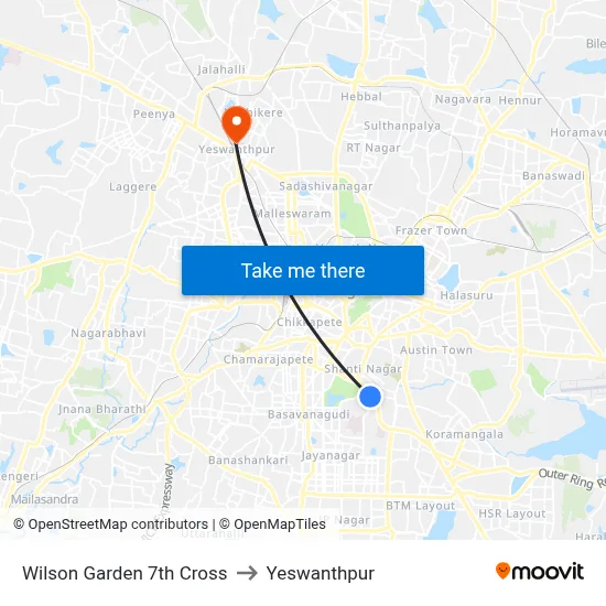 Wilson Garden 7th Cross to Yeswanthpur map