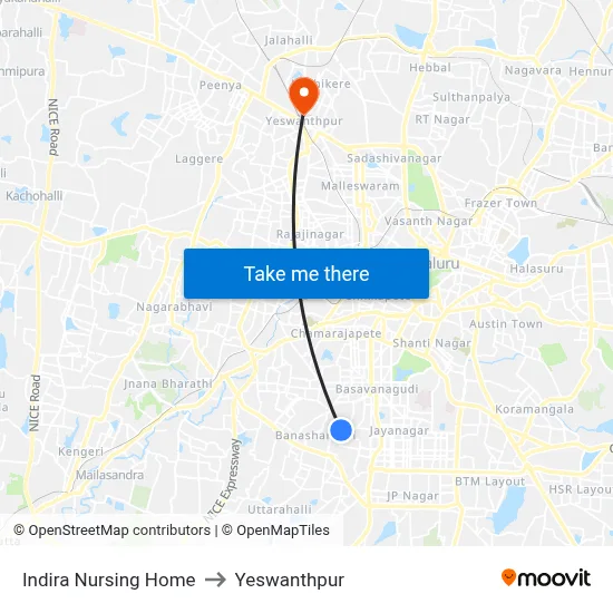 Indira Nursing Home to Yeswanthpur map